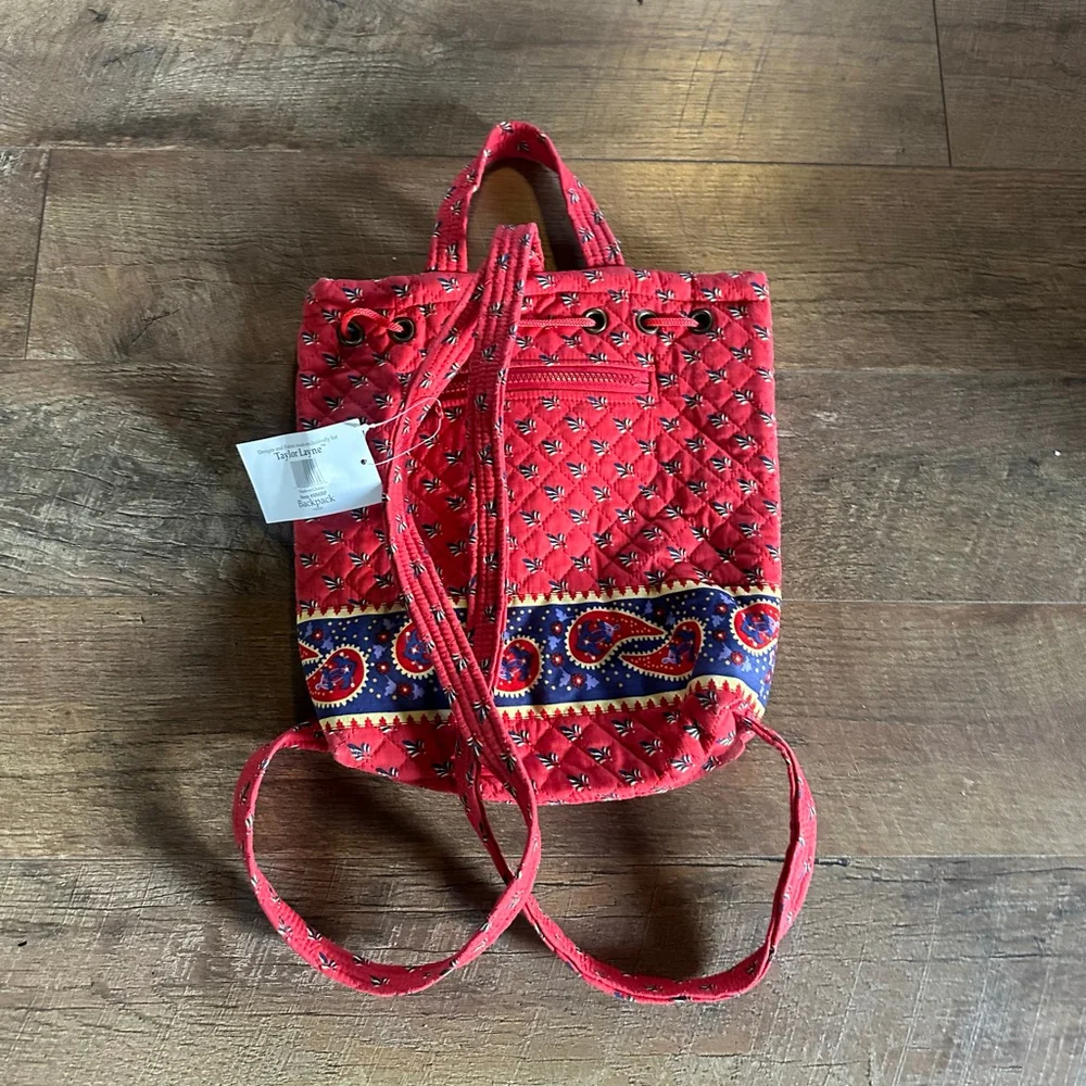 Women's Taylor Layne Quilted Backpack Red Blue Paisley NWT